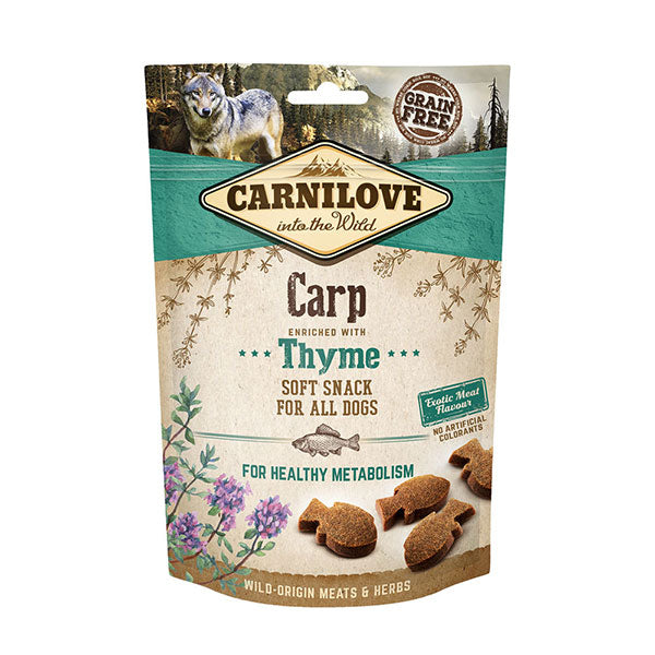 CARNILOVE DOG SOFT SNACK CARPA CON TIMO 200 GR