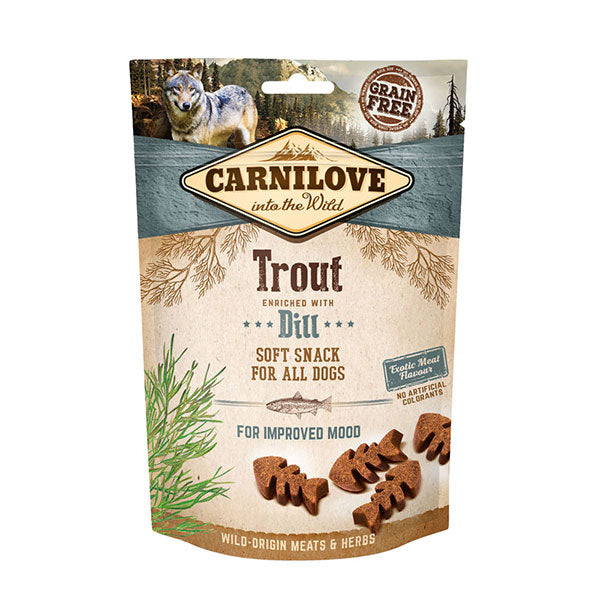 CARNILOVE DOG SOFT SNACK TROTA CON ANETO 200 GR