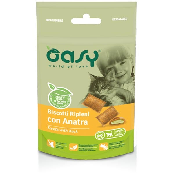 OASY GATTO BISCOTTI RIPIENI CON ANATRA 60 GR
