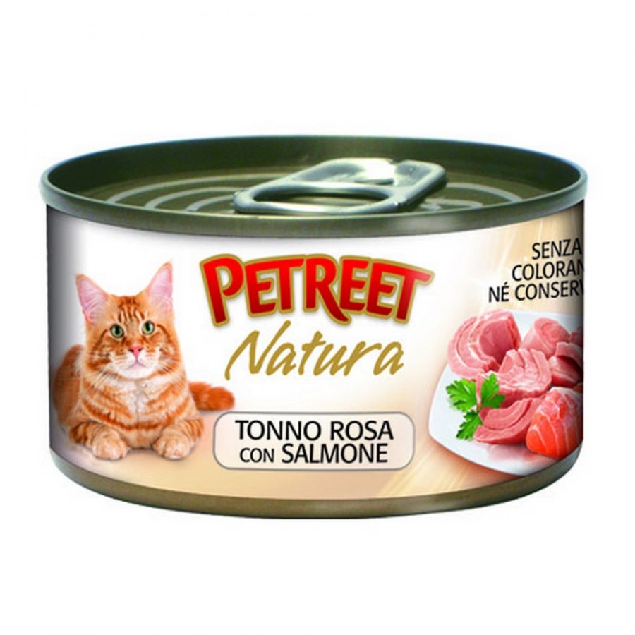 PETREET NATURA TONNO ROSA CON SALMONE 70GR