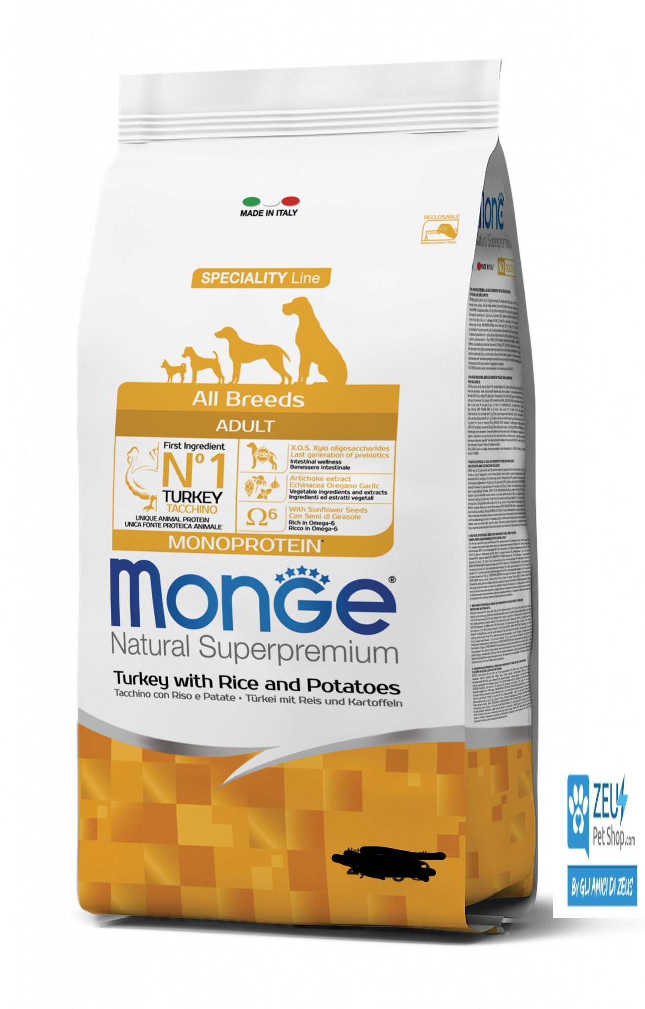 MONGE ALL BREED ADULT 12 KG TACCHINO