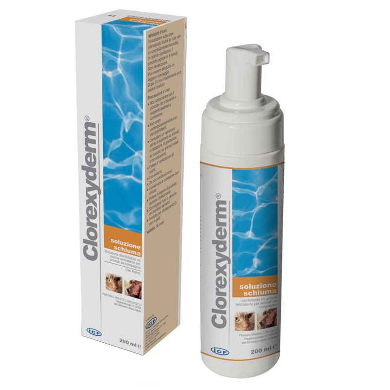ICF CLOREXYDERM SOLUZIONE SCHIUMA PER CANI E GATTI 250 ML