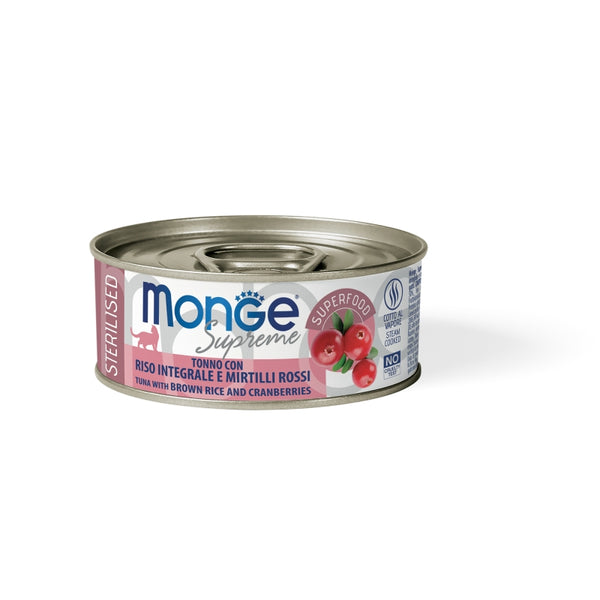 MONGE SUPREME STERILIZED TONNO RISO E MIRTILLO 80 GR