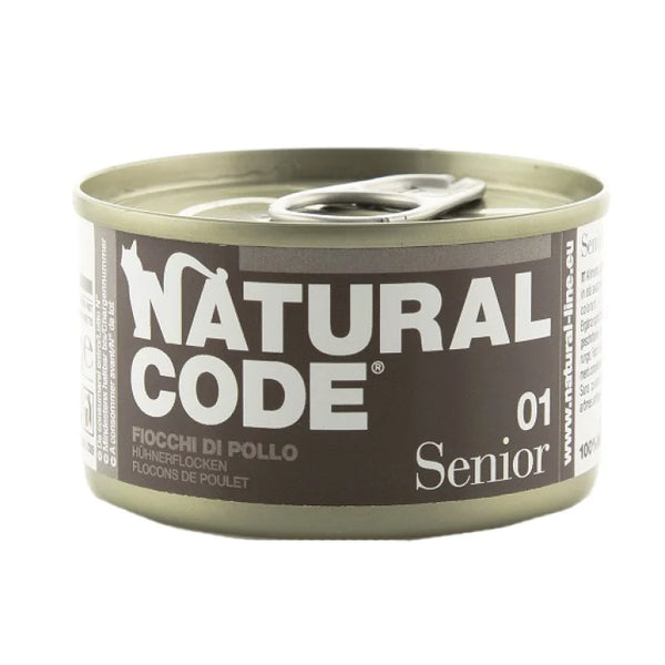 NATURAL CODE GATTO 01 SENIOR FIOCCHI DI POLLO E RISO 85 GR
