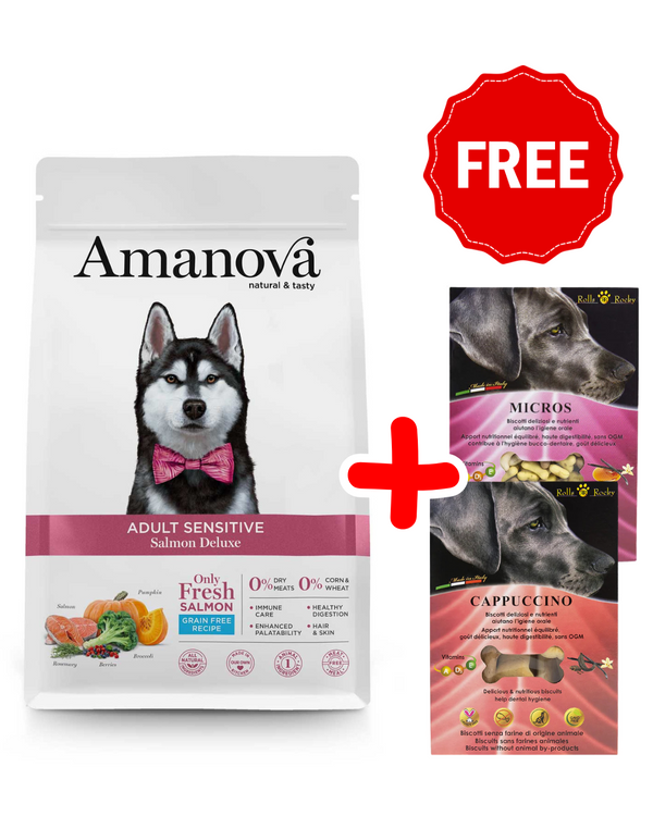 AMANOVA ADULT SENSITIVE SALMONE 10 KG + OMAGGIO