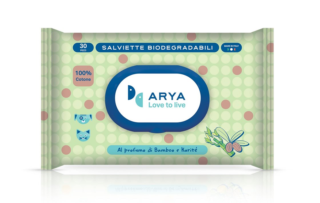 ARYA SALVIETTE BIODEGRADABILI BAMBOO E KARITE' 30PZ