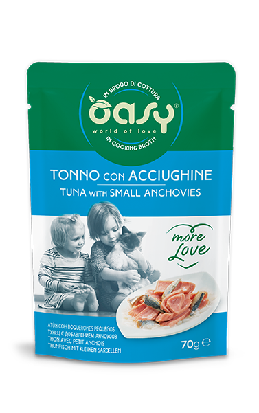 OASY IN BRODO DI COTTURA TONNO CON ACCIUGHINE 70 GR