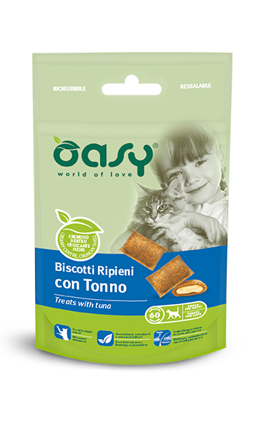OASY GATTO BISCOTTI RIPIENI CON TONNO 60 GR