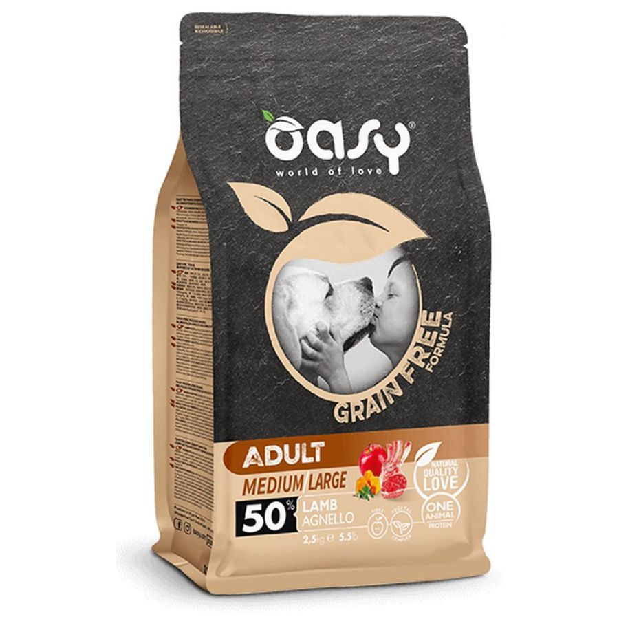 OASY GRAIN FREE ADULT MEDIUM/LARGE AGNELLO 2,5 KG