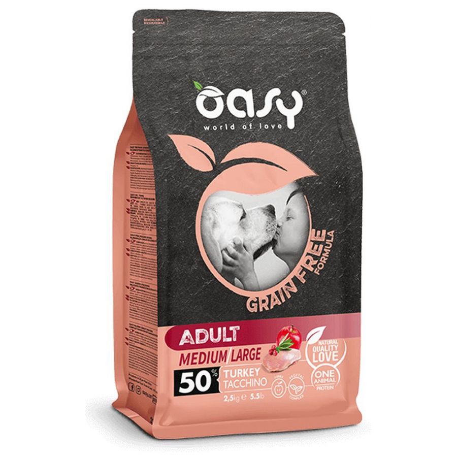 OASY GRAIN FREE ADULT MEDIUM/LARGE TACCHINO 2,5 KG