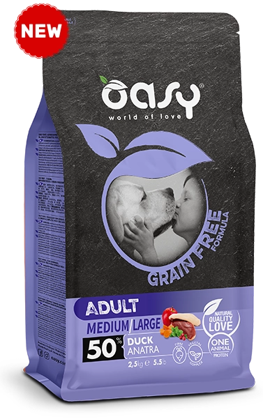 OASY GRAIN FREE ADULT MEDIUM/LARGE ANATRA 2,5 KG