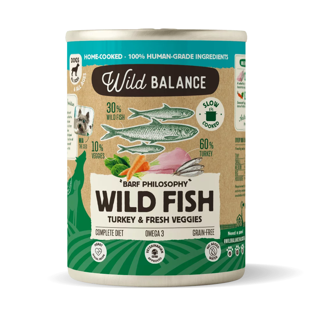 WILD BALANCE CANE UMIDO  PESCE E TACCHINO 400 GR