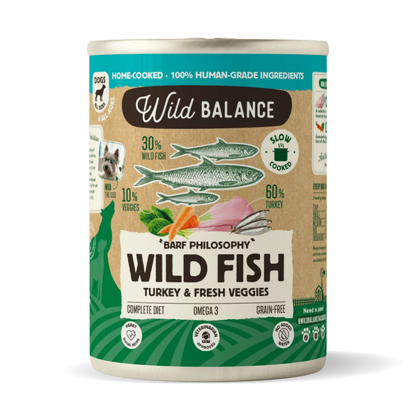 WILD BALANCE CANE UMIDO  PESCE E TACCHINO 400 GR