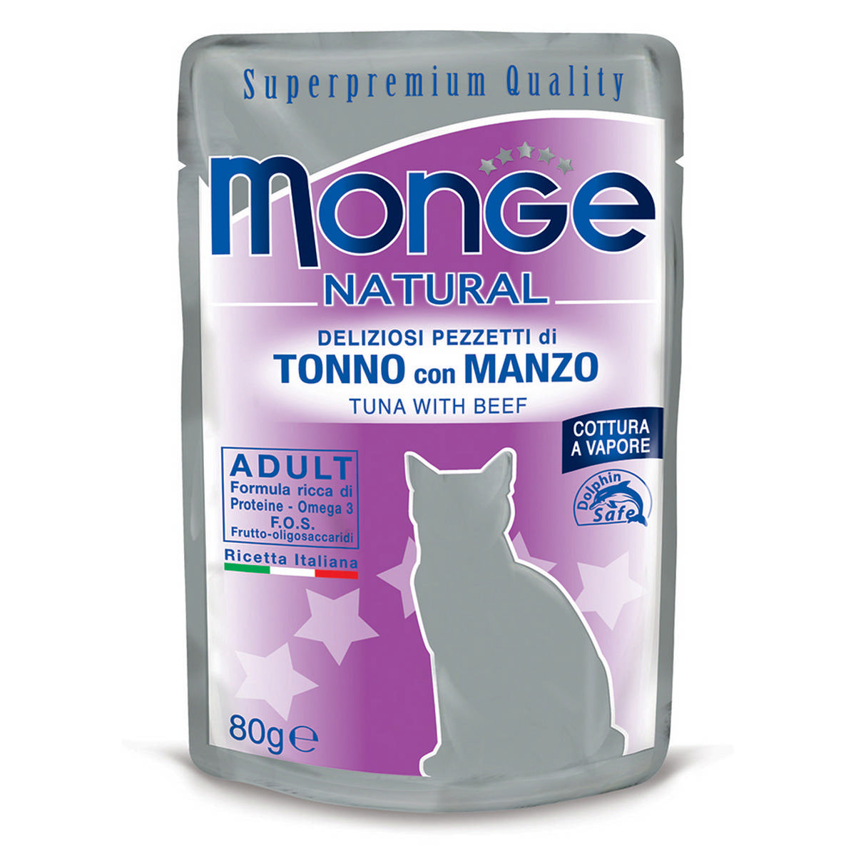 MONGE BUSTINA TONNO CON MANZO 80 GR