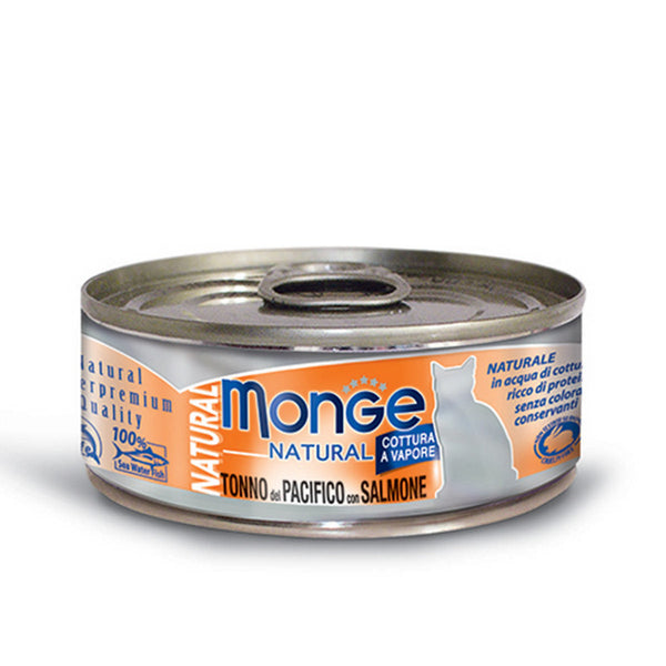 MONGE NATURAL TONNO PINNE GIALLE CON SALMONE 80 GR