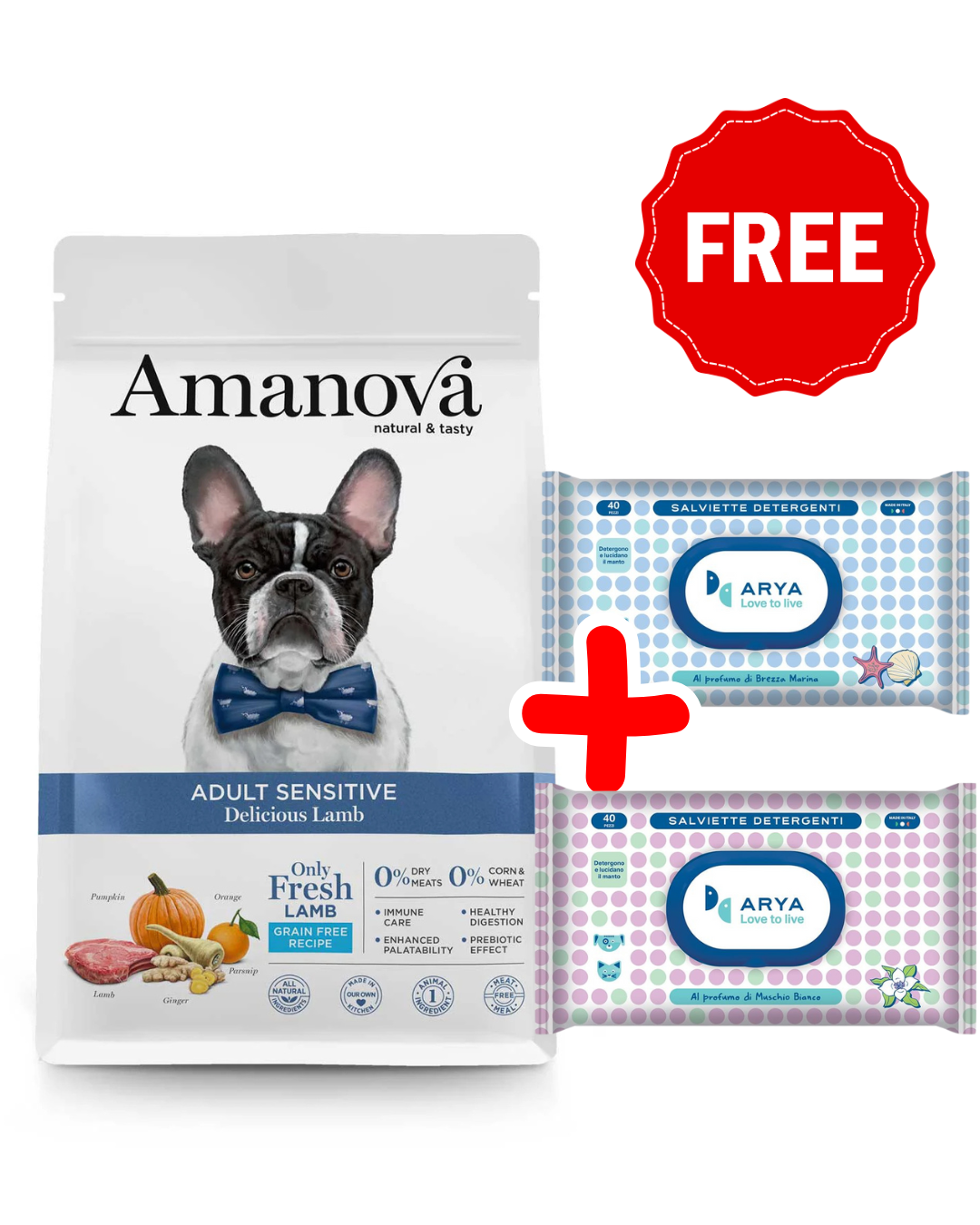 AMANOVA ADULT SENSITIVE AGNELLO 10 KG + OMAGGIO