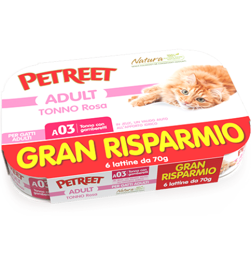 PETREET NATURA TONNO ROSA CON GAMBERETTI MULTIPACK 5+1 GRATIS