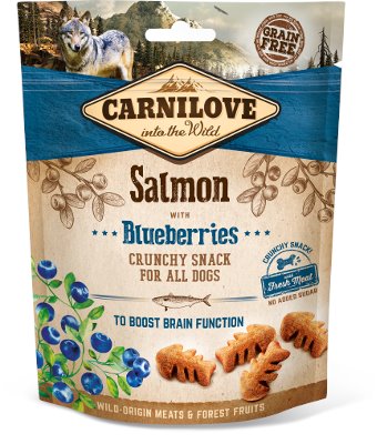 CARNILOVE DOG CRUNCHY SNACK SALMONE CON MIRTILLI 200 GR