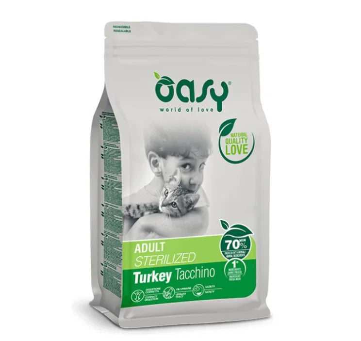 OASY GATTO STERILISED TACCHINO 1,5 KG + 250 GR GRATIS