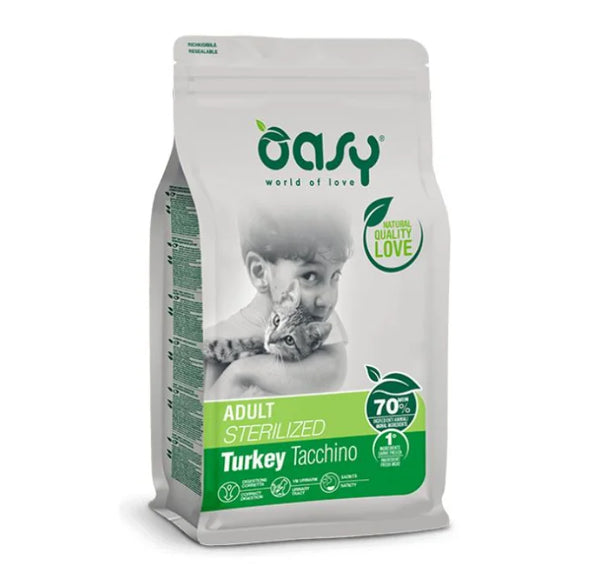 OASY GATTO STERILISED TACCHINO 1,5 KG + 250 GR GRATIS