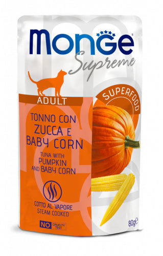 MONGE SUPREME BUSTINA TONNO ZUCCA E BABY CORN 80 GR