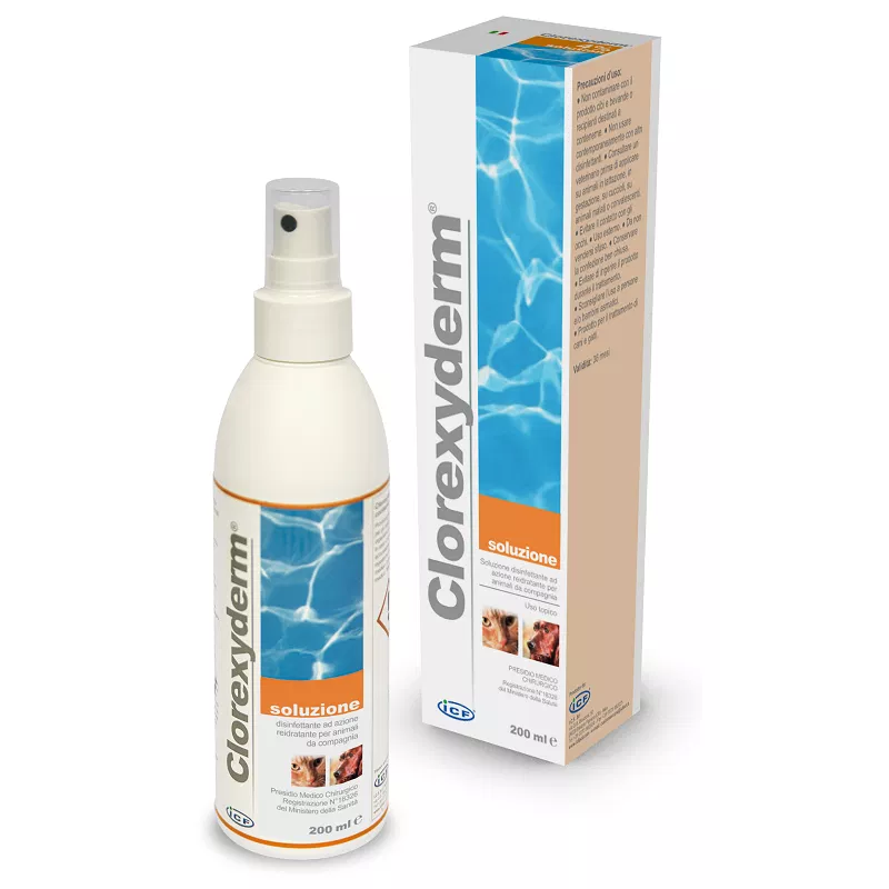 ICF CLOREXYDERM SOLUZIONE DISINFETTANTE  PER CANI E GATTI 200 ML