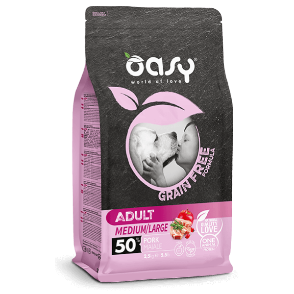 OASY GRAIN FREE ADULT MEDIUM/LARGE MAIALE 12 KG