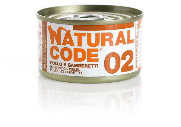 NATURAL CODE GATTO 02 POLLO E GAMBERETTI 85 GR