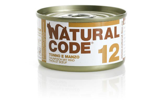 NATURAL CODE GATTO 12 TONNO E MANZO 85 GR
