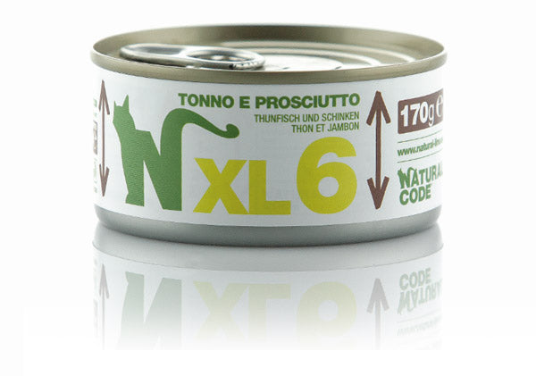 NATURAL CODE GATTO XL 6 TONNO E PROSCIUTTO 170 GR