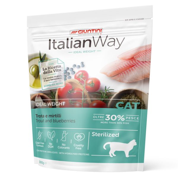 ITALIAN WAY GATTO SNACK TROTA E MIRTILLO 3X5 GR