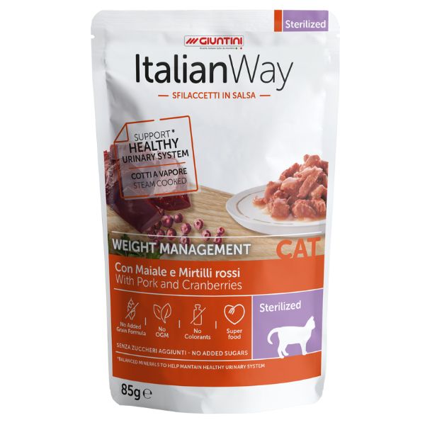 ITALIAN WAY GATTO STERLIZZATO BUSTINA MAIALE 85 GR