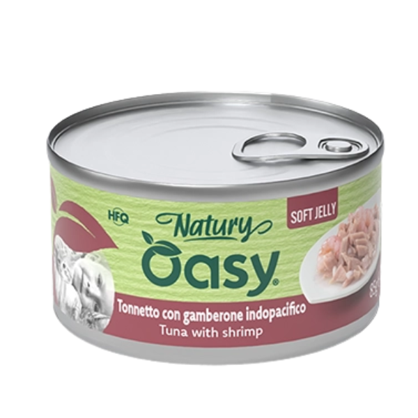 OASY NATURY GATTO SOFT JELLY TONNETTO CON GAMBERONE 85 GR