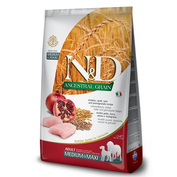 FARMINA N&D ANCESTRAL ADULT MEDIUM/MAXI POLLO E MELOGRANO 12KG