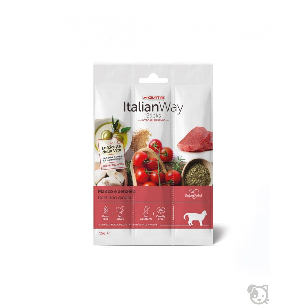 ITALIAN WAY GATTO SNACK MANZO E ZENZERO 3X5 GR
