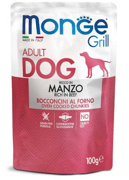 MONGE GRILL DOG MANZO 100 GR