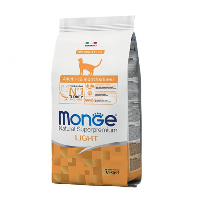 MONGE ADULT LIGHT GATTO TACCHINO 1,5 KG