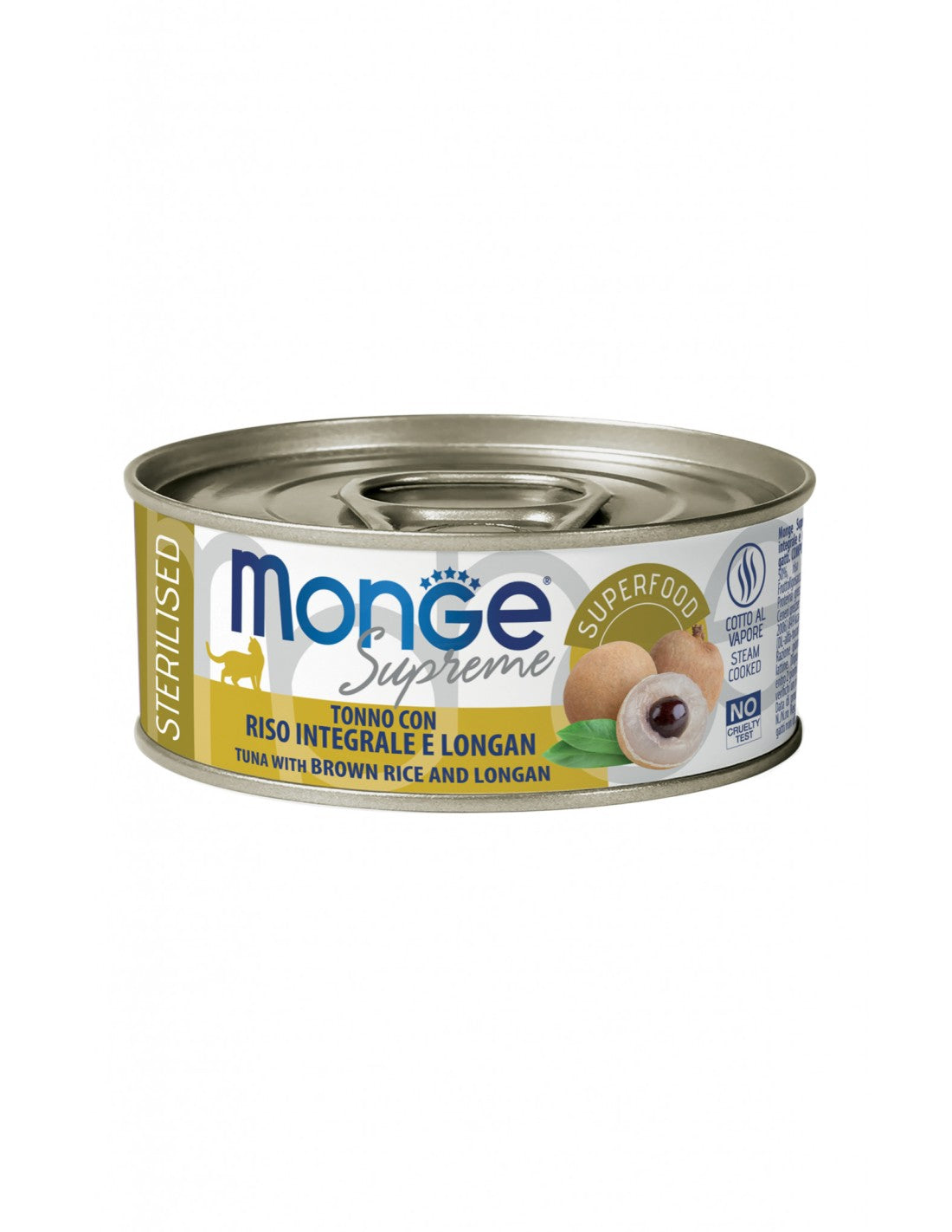 MONGE SUPREME STERILIZED TONNO RISO E LONGAN 80 GR