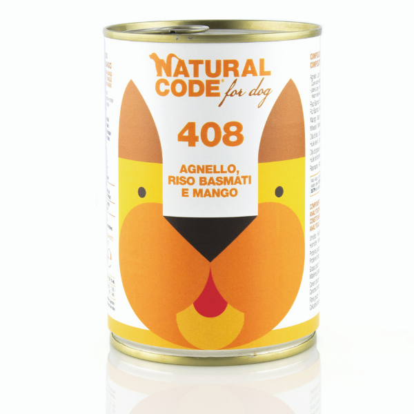 NATURAL CODE CANE 408 AGNELLO RISO BASMATI E MANGO 400 GR