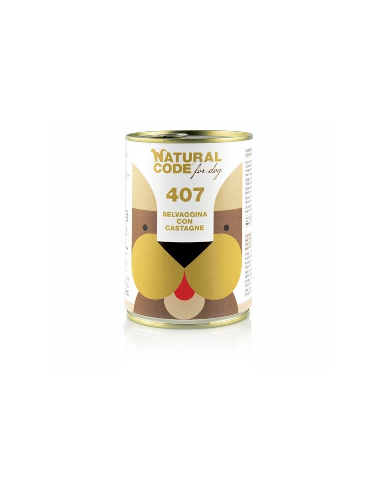 NATURAL CODE CANE 407 SELVAGGINA E CASTAGNE 400 GR