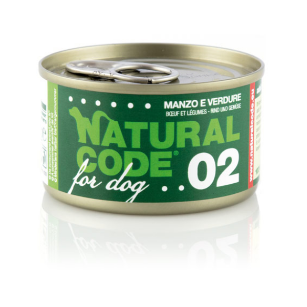 NATURAL CODE CANE 02 MANZO E VERDURE 90 GR