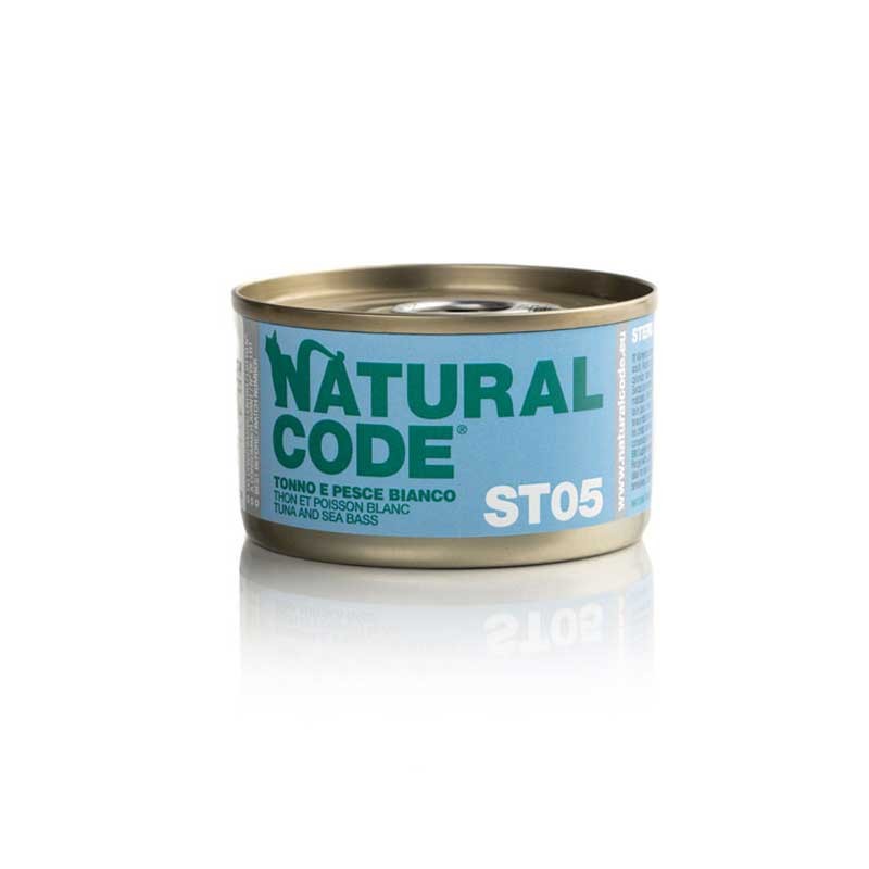 NATURAL CODE GATTO STERIL 05 TONNO E PESCE BIANCO 85 GR