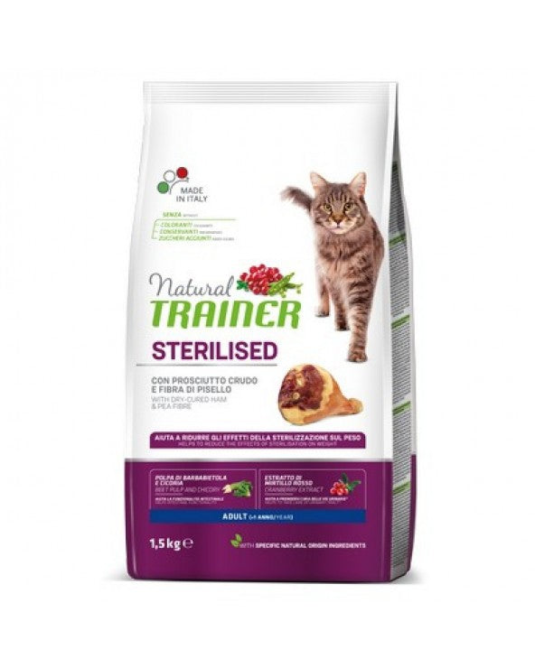 TRAINER NATURAL STERILISED GATTO PROSCIUTTO CRUDO 1,5 KG