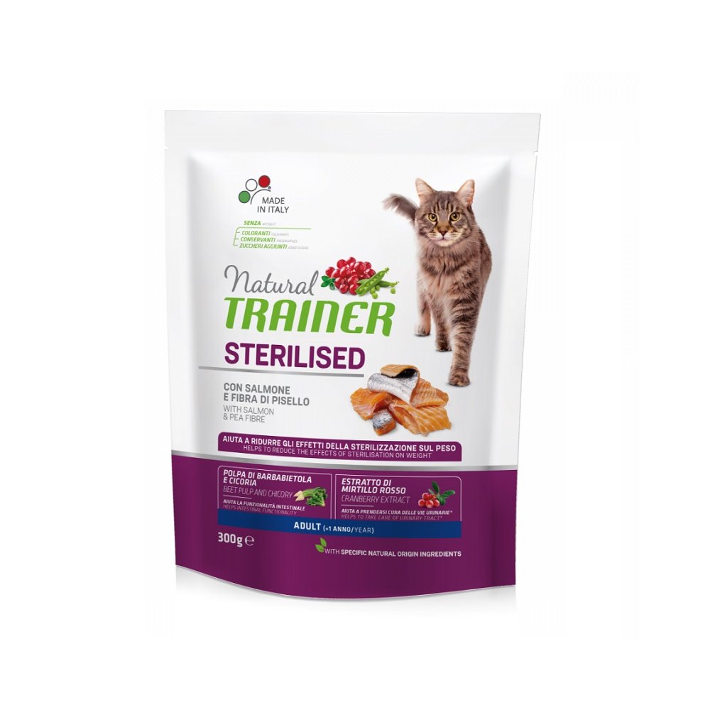 TRAINER NATURAL STERILISED GATTO SALMONE 300 GR