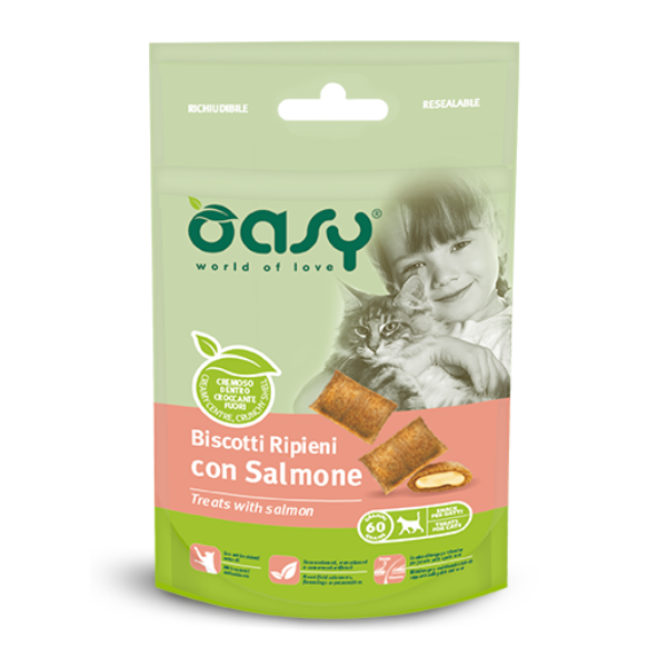 OASY GATTO BISCOTTI RIPIENI CON SALMONE 60 GR