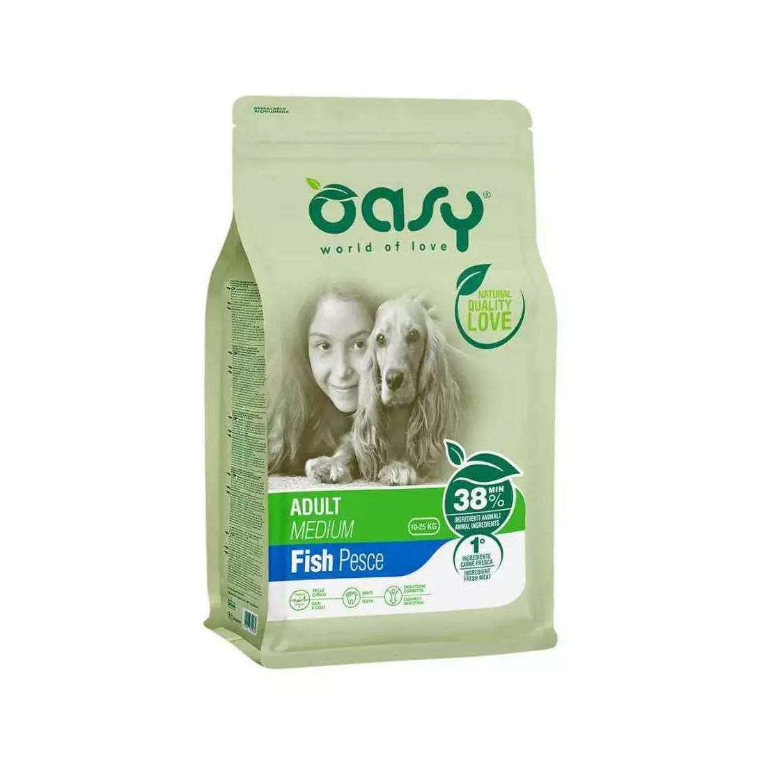 OASY CANE MEDIUM ADULT PESCE 12 KG