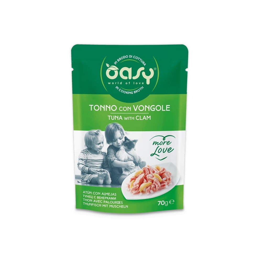 OASY IN BRODO DI COTTURA TONNO CON VONGOLE 70 GR