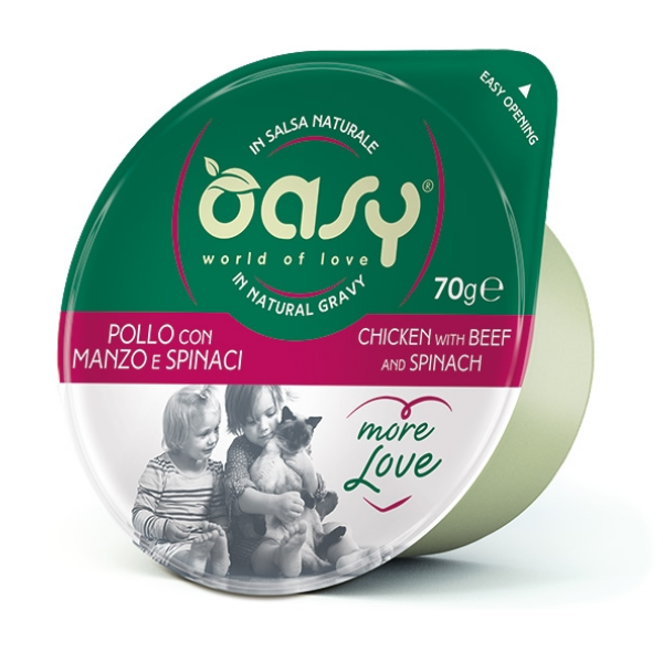 OASY CUP POLLO CON MANZO E SPINACI 70 GR