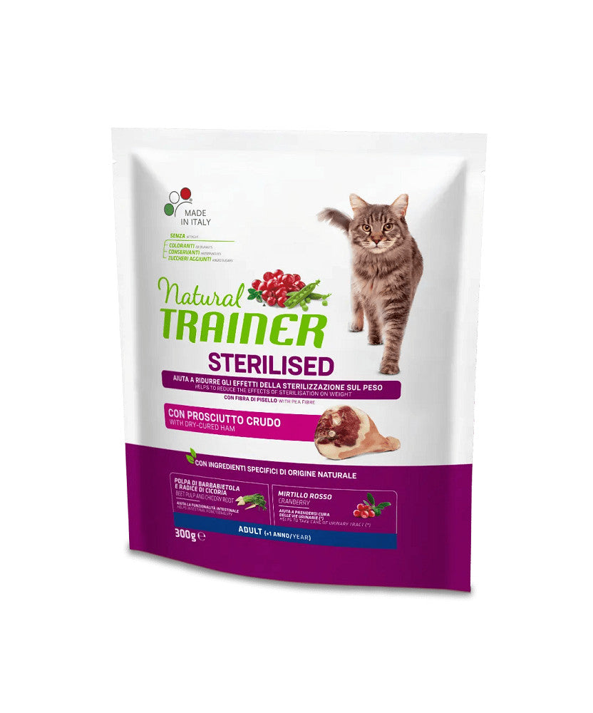 TRAINER NATURAL STERILISED GATTO PROSCIUTTO CRUDO 300 GR