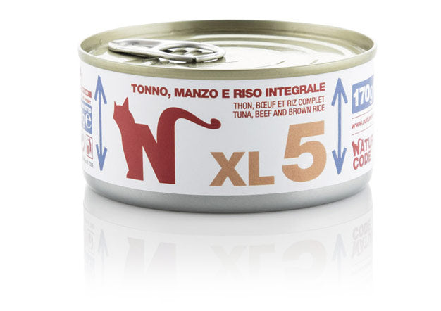 NATURAL CODE GATTO XL 5 TONNO MANZO E RISO 170 GR